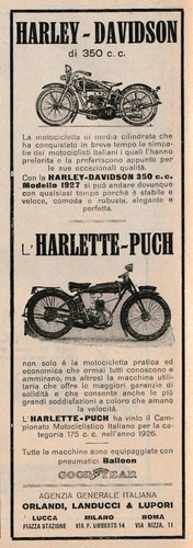 Pubblicita 1927 moto harley - pubblicita',